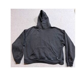 Akimbo Club Men Faded Black/Dark Gray Organic Cotton Boxy Hoodie Size S